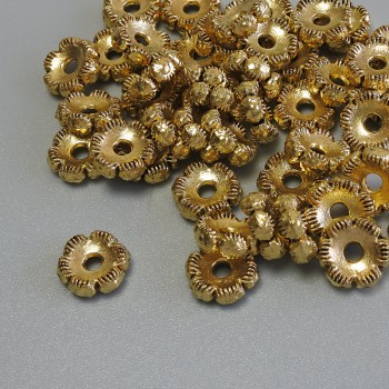 Gold bead insert, gold-tone metal color, diameter 7×3 mm, hole diameter approx. 1.9 mm, packaging 20 g (~44 pcs)