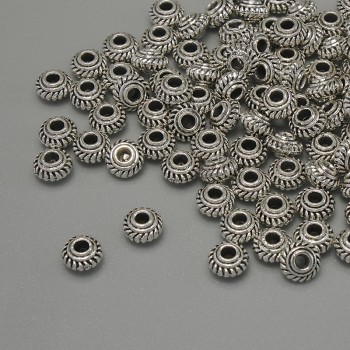 Bead insert findings, color: silver, diameter 5x3 mm ± hole diameter 1.7 mm ±, packaging 20 g (~99 pcs).