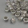 Bead insert findings, silver metal color, 8x5 mm diameter with approx. 6 mm hole, packaging 20 g (~36 pcs)