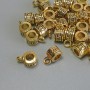 Gold-tone bail findings, size 6.5×5×9.5 mm, holes 4 mm and 2 mm, packaging 20 g, 29 pcs