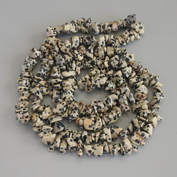 Dalmatian Jasper Chip Beads, diameter 7-13×2-4 mm, length about 80 cm on thread