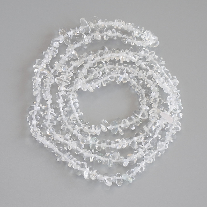 Mountain Crystal Chip Beads, diameter 6-13×2-4 mm, length 80 cm ± on thread