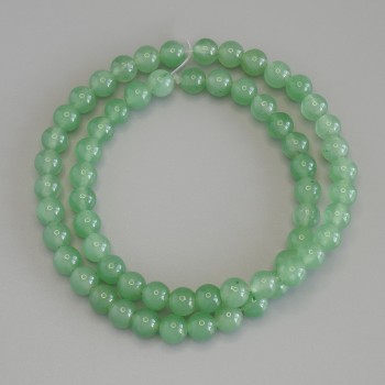 Jade Beads, Smooth Round Spheres, 6.5 mm Diameter, 38 cm Length on Thread