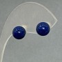 Lazurite Bead Stud Earrings (Pressed), Silver-Plated Metal, 8mm