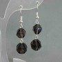 Smoky Topaz Faceted Earrings 10–12 mm, Length 48 mm