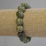 Serpentine natural stone bracelet — smooth beads, 15 mm diameter, 18 cm long (stretch)