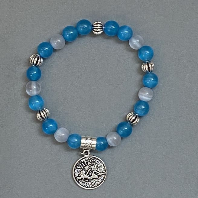 Assorted Cat's Eye Bracelet with smooth beads 8mm +/- with metal inlays, length 18mm +/- stretch