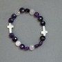 Bracelet Assorted Faceted Coin 8mm ± Cross 16x10mm ±, length 18mm ± Stretch