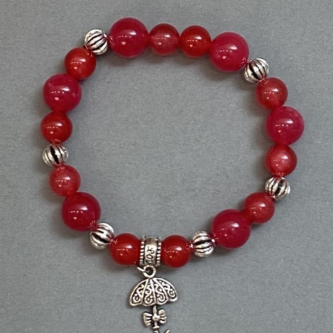 Tourmaline Bracelet with Smooth Beads 8mm–10mm, with Metal Inlays, Length 18cm, Stretch