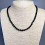 Black tourmaline necklace, natural gemstone, faceted cube, 7x7 mm diameter, 50 cm length