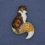 Brooch Pendant Fox enamel with crystals 54×35mm