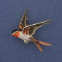 Bird Brooch-Pendant with Colorful Enamel in Golden Metal 38x26mm+