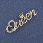 Accent Brooch 'Queen' with crystals, Golden metal 48x16mm+