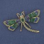 Brooch 'Butterfly' green and blue enamel with lime rhinestones, gold-tone metal 57x39mm+