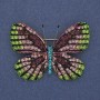 Butterfly brooch pendant with colorful rhinestones, gold-tone metal, 50x39mm+