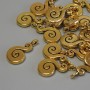 Gold-tone metal pendant findings, size 17x10x2 mm with 2 mm hole, packaging 20 g (~17 pcs)
