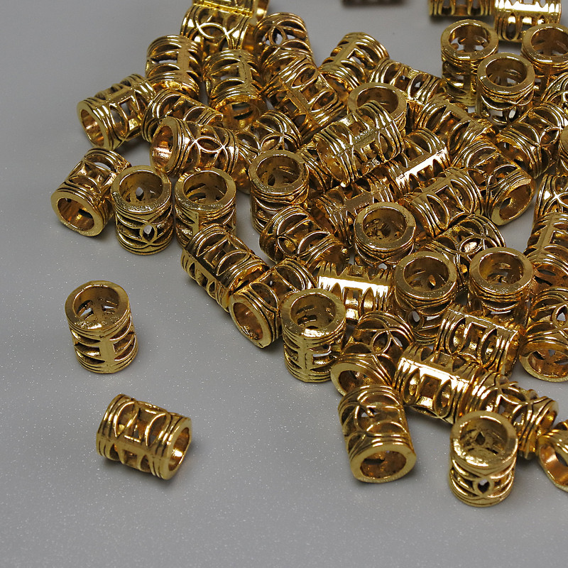 Gold-tone bead insert findings, 7x5 mm, 5 mm hole ±, 4 mm diameter ±, packaging 20 g (~56 pcs)