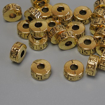 Gold-colored metal bead insert, diameter 7×4 mm, hole diameter ~2.9 mm, packaging 20 g (~25 pcs)