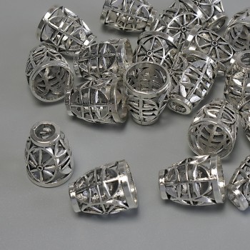 End cap findings, silver color, diameter 13x10 mm +/- hole, diameter 4.5 mm +/- hole, diameter 9.5 mm +/- packaging 20 g (~19 pcs)