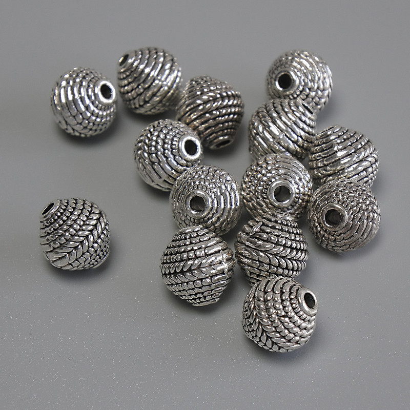 Bead insert, silver metal color, 8×8 mm, hole diameter ~1.8 mm, packaging 20 g (~14 pcs)