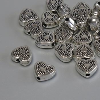 Heart Bead Insert – Silver Color, 8.5×7.5 mm