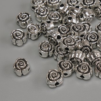Bead insert fittings 'Flower' silver metal color, diameter 6×4 mm +/- hole, diameter 1.7 mm +/- packaging 20 g (~37 pcs)