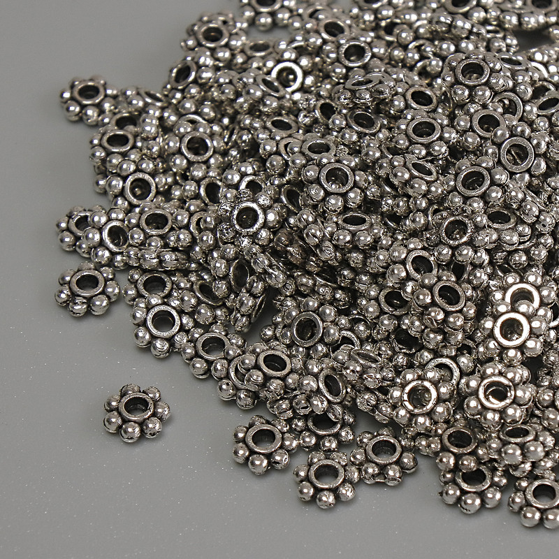 Bead Insert Findings, Silver-Colored Metal, 4×1.5 mm Diameter, 1.5 mm Hole, Packaging 20 g (~279 pcs)