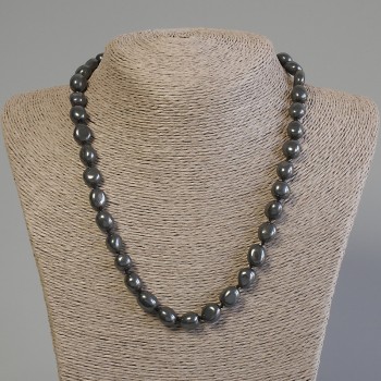 Faceted hematite necklace, diameter 9-11×8 mm, length 50 cm ± with clasp