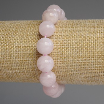 Bracelet Madagascar Pink Quartz Smooth Bead, 12.5 mm diameter +/-, length 18 mm +/- stretch