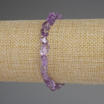 Amethyst Faceted Bead Bracelet, 8x6 mm diameter, 18 mm length, stretch