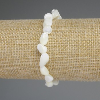 Mother-of-Pearl Faceted Bracelet, bead diameter 8x6-8 mm, stretch length 18 cm