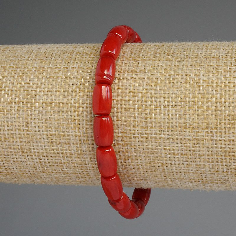 Coral Barrel Bracelet 10x6, 5mm, length 18 cm, stretch