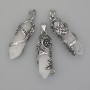 Rock Crystal Hexagonal Pendant with Flower 35x15xmm+-, Length 44mm+-
