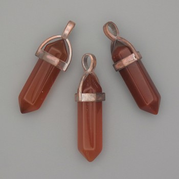 Clearance! Carnelian Hexagonal Crystal Pendant 8x31x41 mm+
