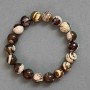 Jasper Bracelet with Smooth and Faceted Beads, 10mm Diameter, 18mm Length, Stretch