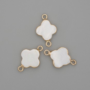 Connector Clover Pearl in Gold-Tone Metal 20×12 mm+
