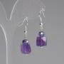 Amethyst Faceted Square Earrings 10x10mm+- Czech Glass Rondelle 6x5mm+-, length 37mm +