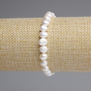 Freshwater Pearl Bracelet, 7-7.5 × 6-6.5 mm, 5 mm +/-, length 18 cm +/- stretch