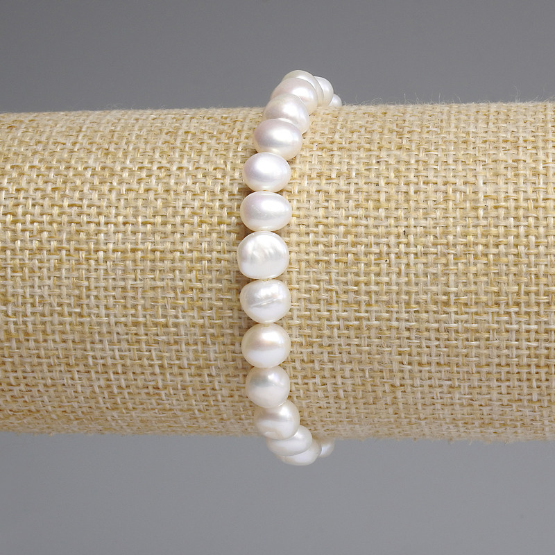 Freshwater Pearl Bracelet, 7-7.5 × 6-6.5 mm, 5 mm +/-, length 18 cm +/- stretch