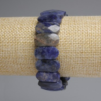 Sodalite bracelet with faceted rounded links, diameter 20×10 mm, length 18 cm, stretch