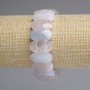 Bracelet Rose Quartz and Aquamarine, Faceted Rounded Link, diameter 20×10 mm, length 18 cm, stretch