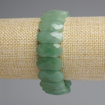 Jade bracelet with faceted rounded links, 20×10 mm diameter, 18 cm length, stretch