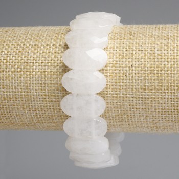 Bracelet with Mountain Crystal, Faceted Rounded Link, Diameter 20×10 mm, 5 mm ±, Length 18 cm ±, Stretch