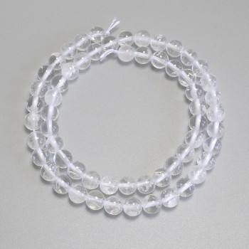 Beads of rock crystal, smooth ball, diameter 6.5 mm ± on a thread, length 37 cm+