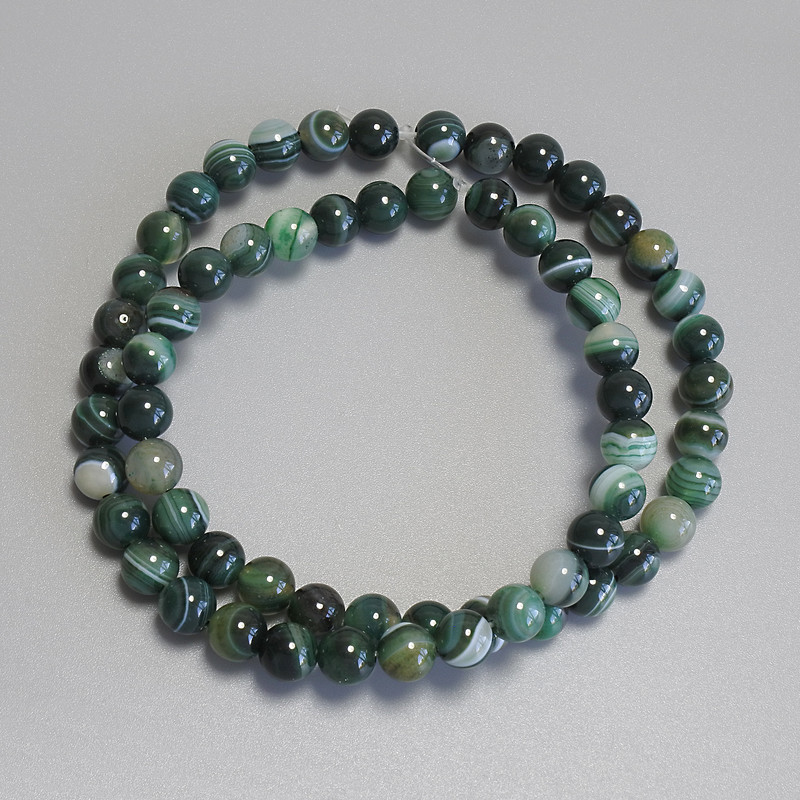 Agate Beads, Smooth Round Balls, 6 mm Diameter +/- on Beading Thread, Length 38 cm+