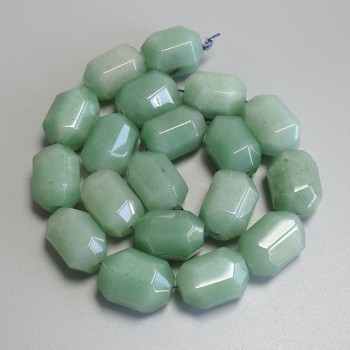 Nephrite Beads, Faceted, Diameter 20×14 mm ± on Thread, Length 40 cm+