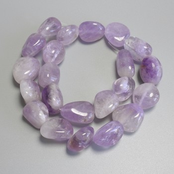 Amethyst faceted beads, diameter 19–21 × 12–19 mm ±, on a thread, length 40 cm+