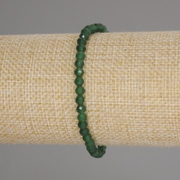 Chrysoprase bracelet with a faceted bead, 4 mm diameter, 18 cm length, elastic