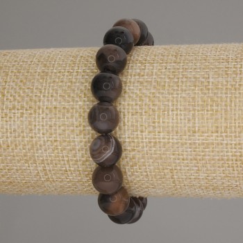 Agate Bracelet Smooth Beads, 10mm diameter, 18cm length, stretch