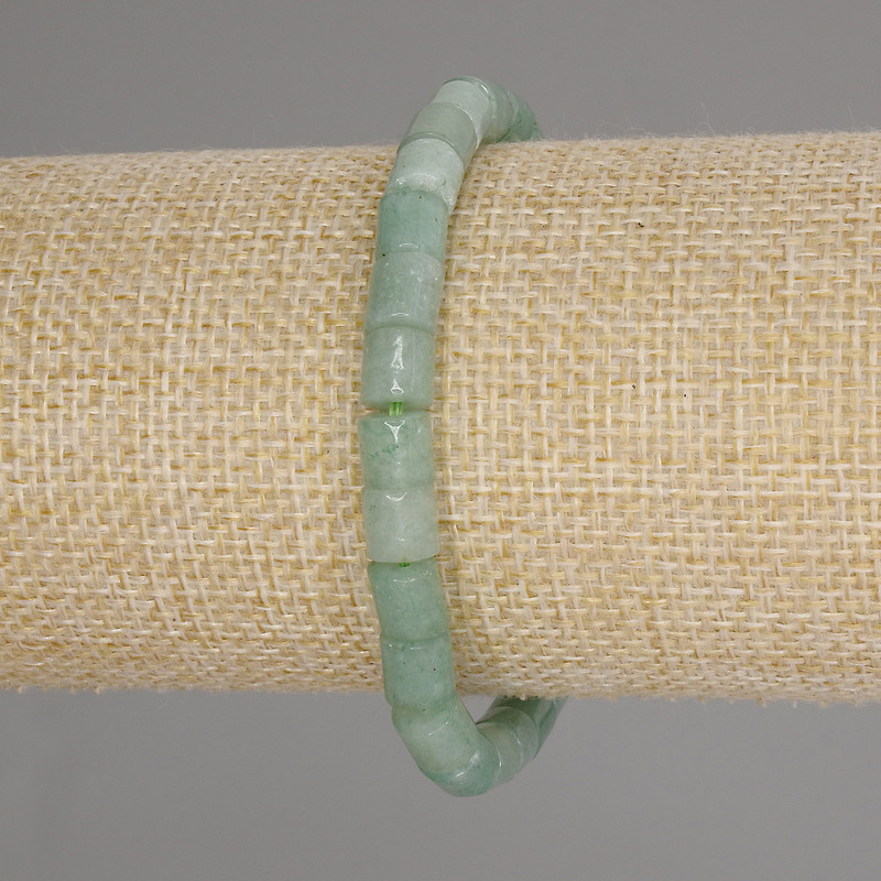 Nephrite Bracelet with Cylindrical Beads, 6x6 mm, 18 cm, Stretch
